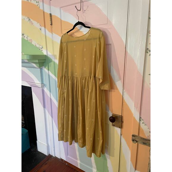 House of Wandering Silk Juhu Cotton Dress NWT $259 Turmeric One Size - Picture 6 of 10